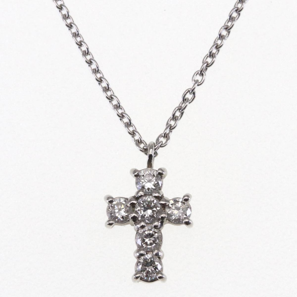 新しいスタイル クロス 0.18ct ダイヤモンド Pt850×Pt900 ネックレス ヴァンドーム青山 プラチナ AOYAMA VENDOME ネックレス、ペンダント、チョーカー