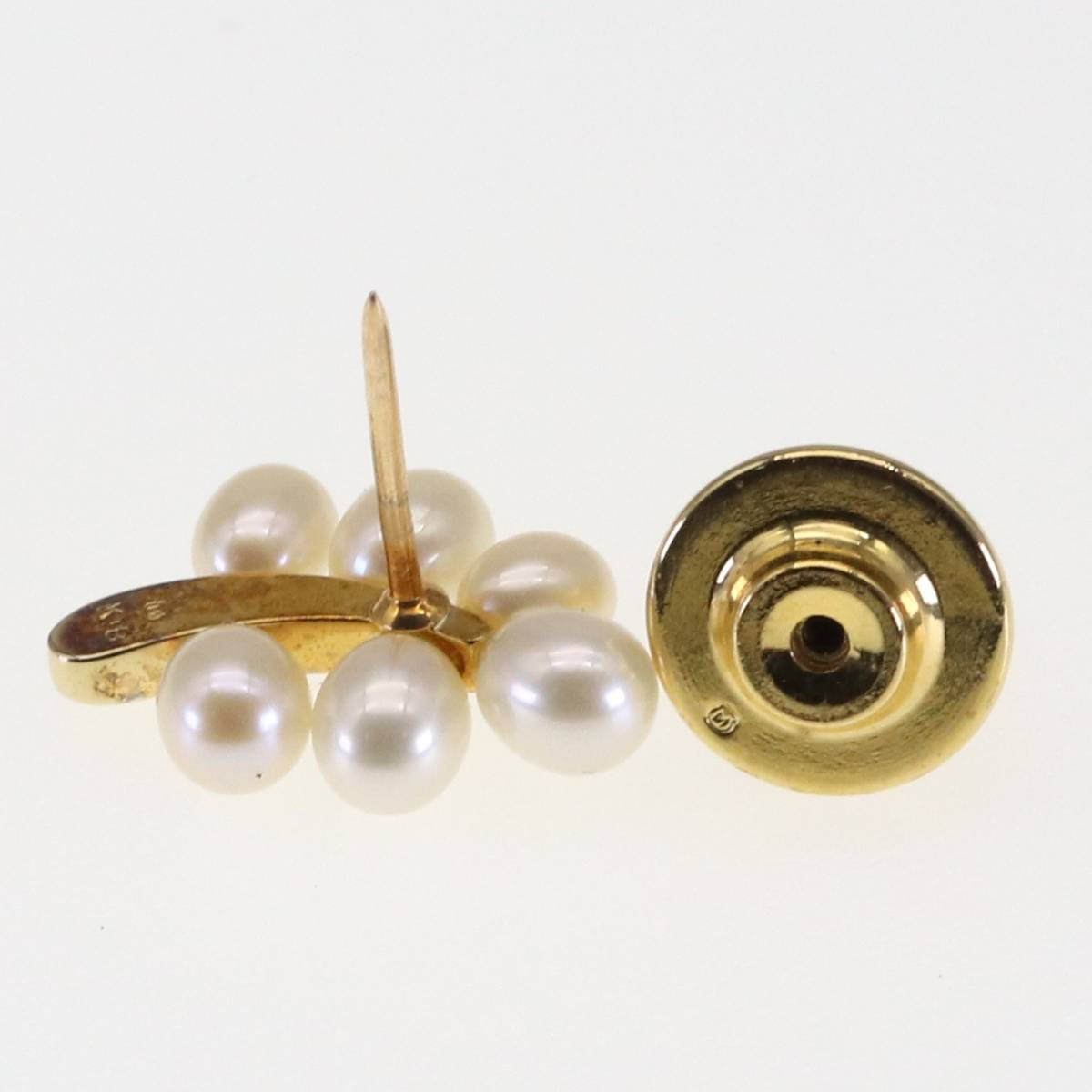 MIKIMOTO( Mikimoto ) brooch K18 fresh water pearl leaf 6P Gold pin brooch tie tack 