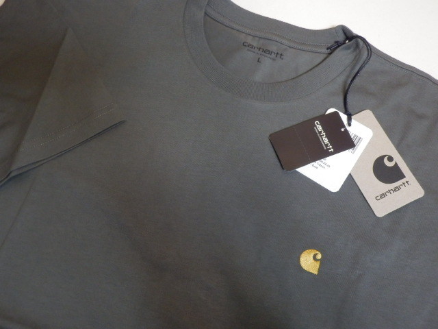 新品 タグ付 CARHARTT WIP S/S CHASE T-SHIRT 半袖Tシャツ/カーハート 　ロゴの刺繍 ルーズフィット/IO26391　カラーThyme/Gold サイズL_画像1