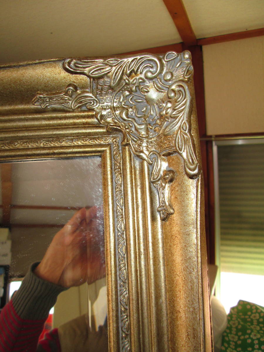 ■ 全身鏡（ ロココ調アンティーク ）シャンパンゴールド 額縁型 　W54 x H174cm　【引き取り限定】_画像3