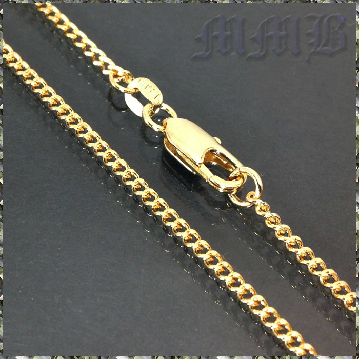 [NECKLACE] 18K Gold Filled Flat Curb Chain イエロー ゴールド スリム 喜平 チェーン ネックレス 1.7x500mm (3.5g)_画像2