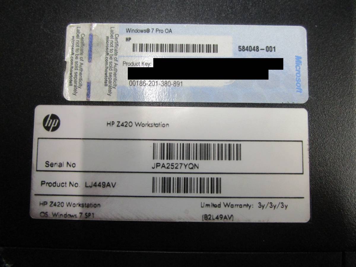 hp Z420 Workstation Xeon E5-1603 0 2.80GHz/メモリ8GB/HDD500GB/Windows10 Proインストール済 　管理番号D-1447_画像9