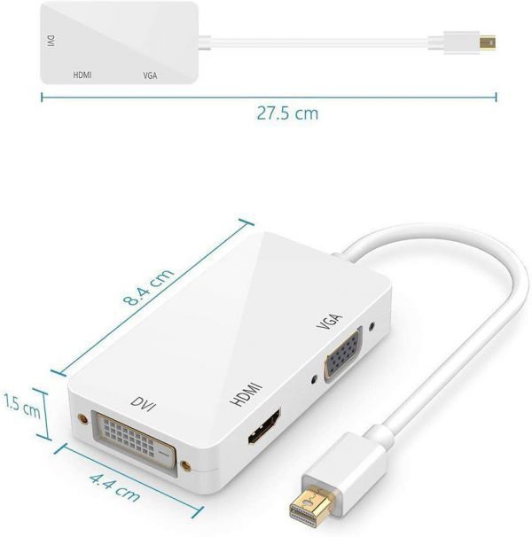 即納 3in1 Mini Displayport to HDMI DVI VGA 変換 アダプター Thunderbolt to HDMI Surface pro 対応 ビデオアダプタ Mac Book ホワイト_画像8