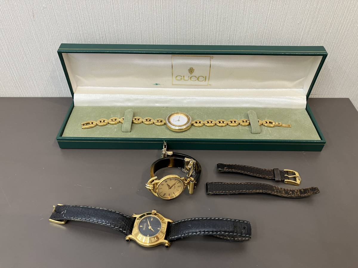 ☆【売り切り】ヴィンテージ GUCCI グッチ ゴールド系 時計おまとめ3本 6500L 6000.2L 11/12.2_画像1