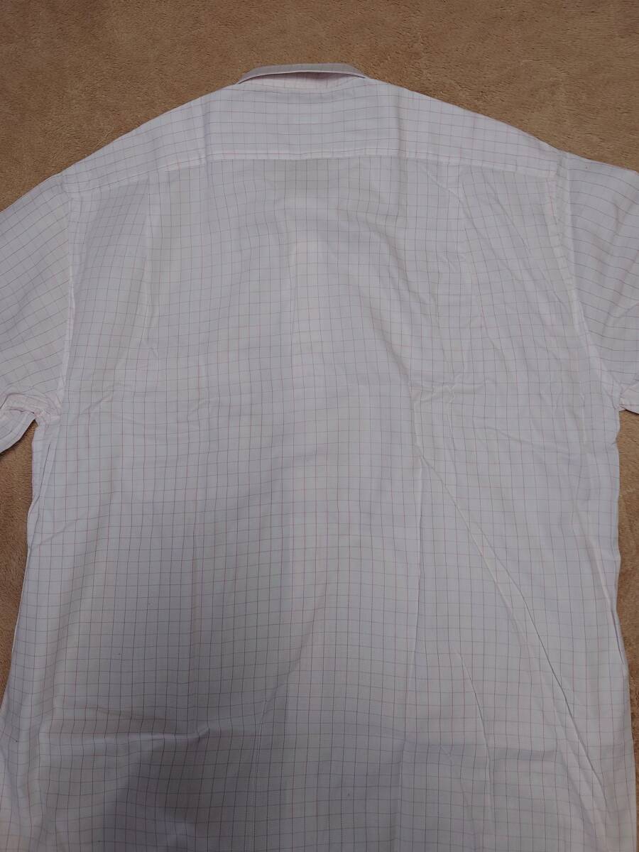 良品！★イタリアのシャツメーカーQJD クイード ワイドカラーシャツ グラフチェック 綺麗な白×ピンク サイズ42 横幅大の画像3