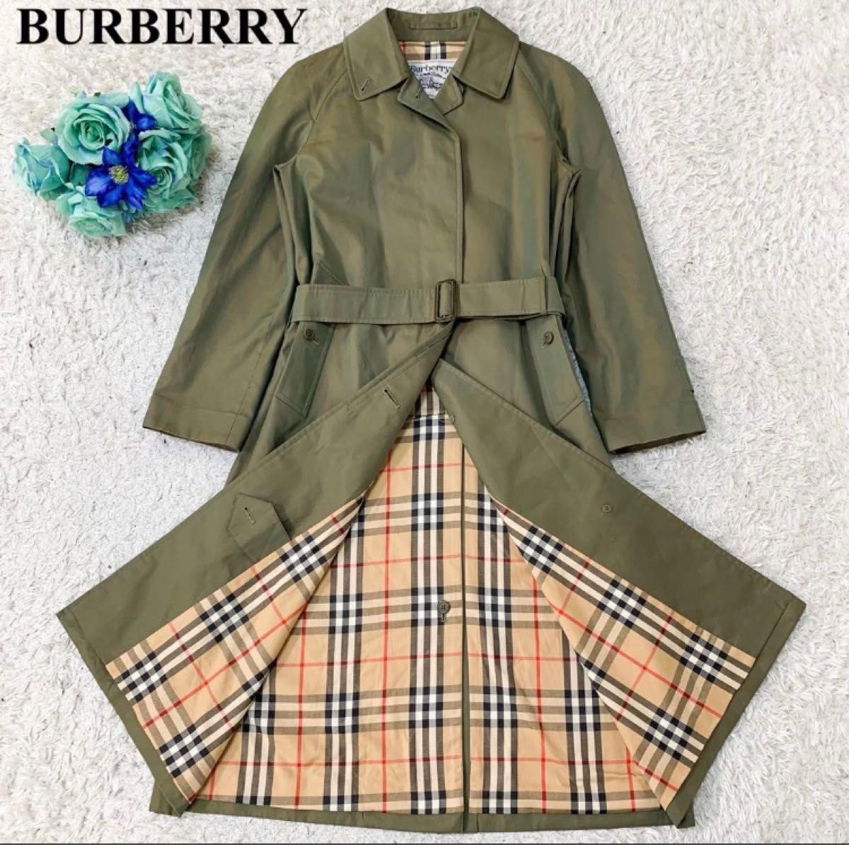 BURBERRY バーバリー　トレンチコート　ノバチェック　ベルト　玉虫色　ロング丈　レディース　入社式　通勤　新入社員