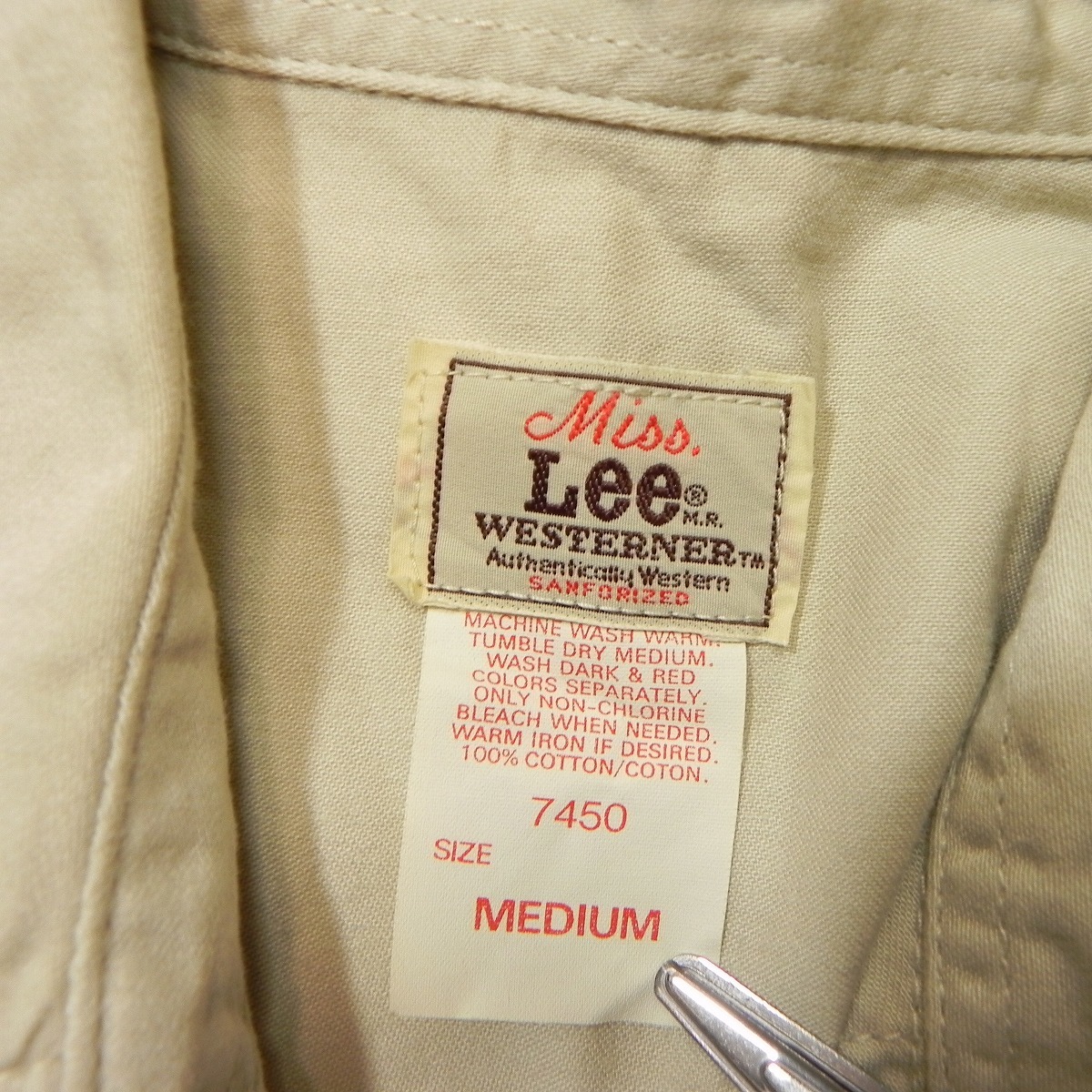 90s made in Japan Miss Lee 7450 * waste turner western shirt M * lady's old clothes eggshell white series *c