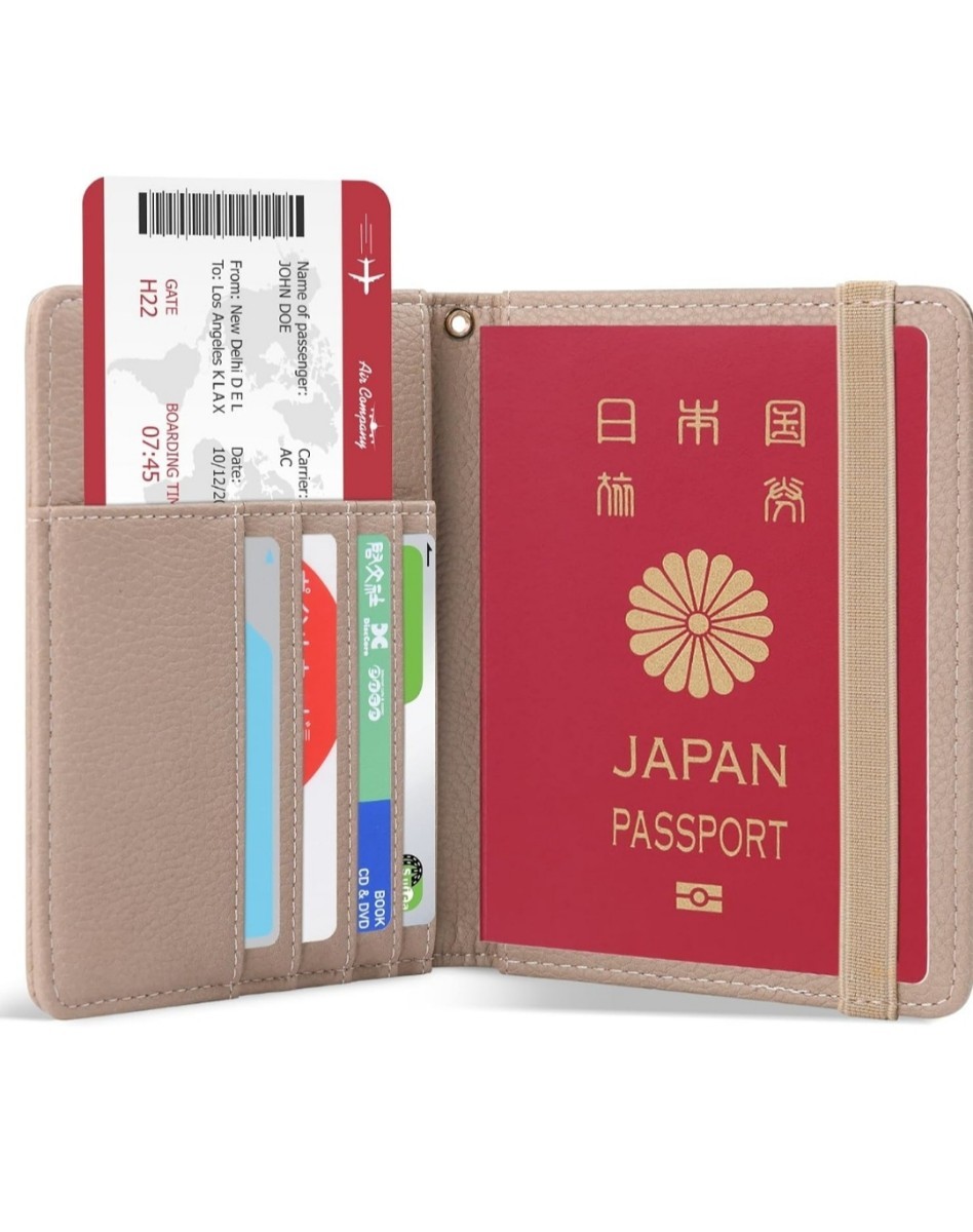 パスポートケース PUレザー ピンク パスポートカバーの画像1