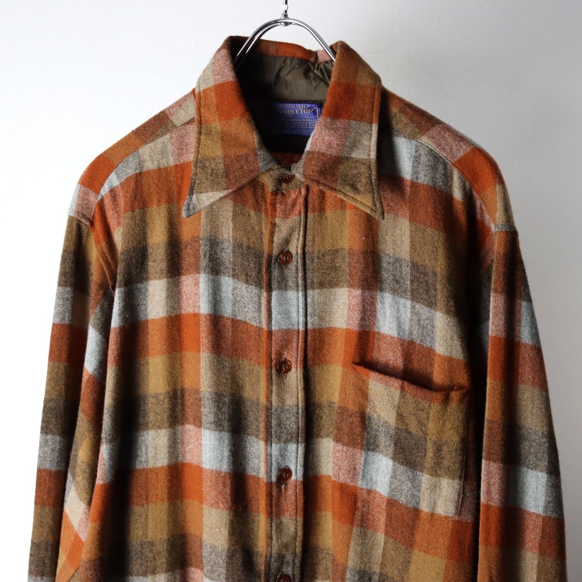 70s USA製 PENDLETON ペンドルトン ウール チェック シャツ size XL / 古着 ヴィンテージ_画像1