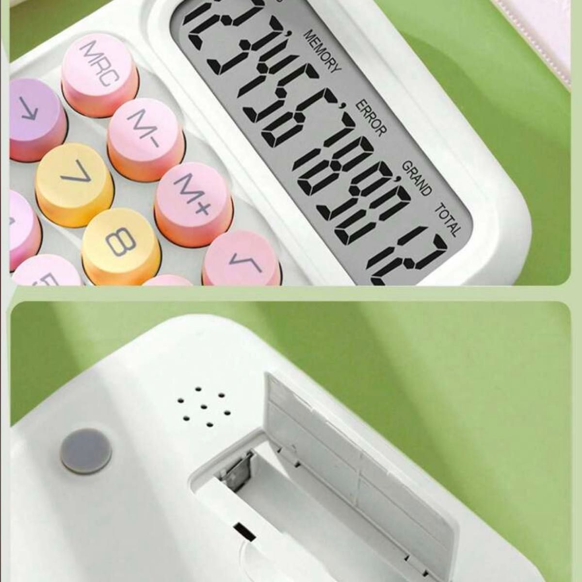 ホワイト登場カラフル電卓 丸ボタンが可愛い 計算機 電卓 事務用品 文房具 韓国風 韓国雑貨 ホワイト 白 白い電卓 
