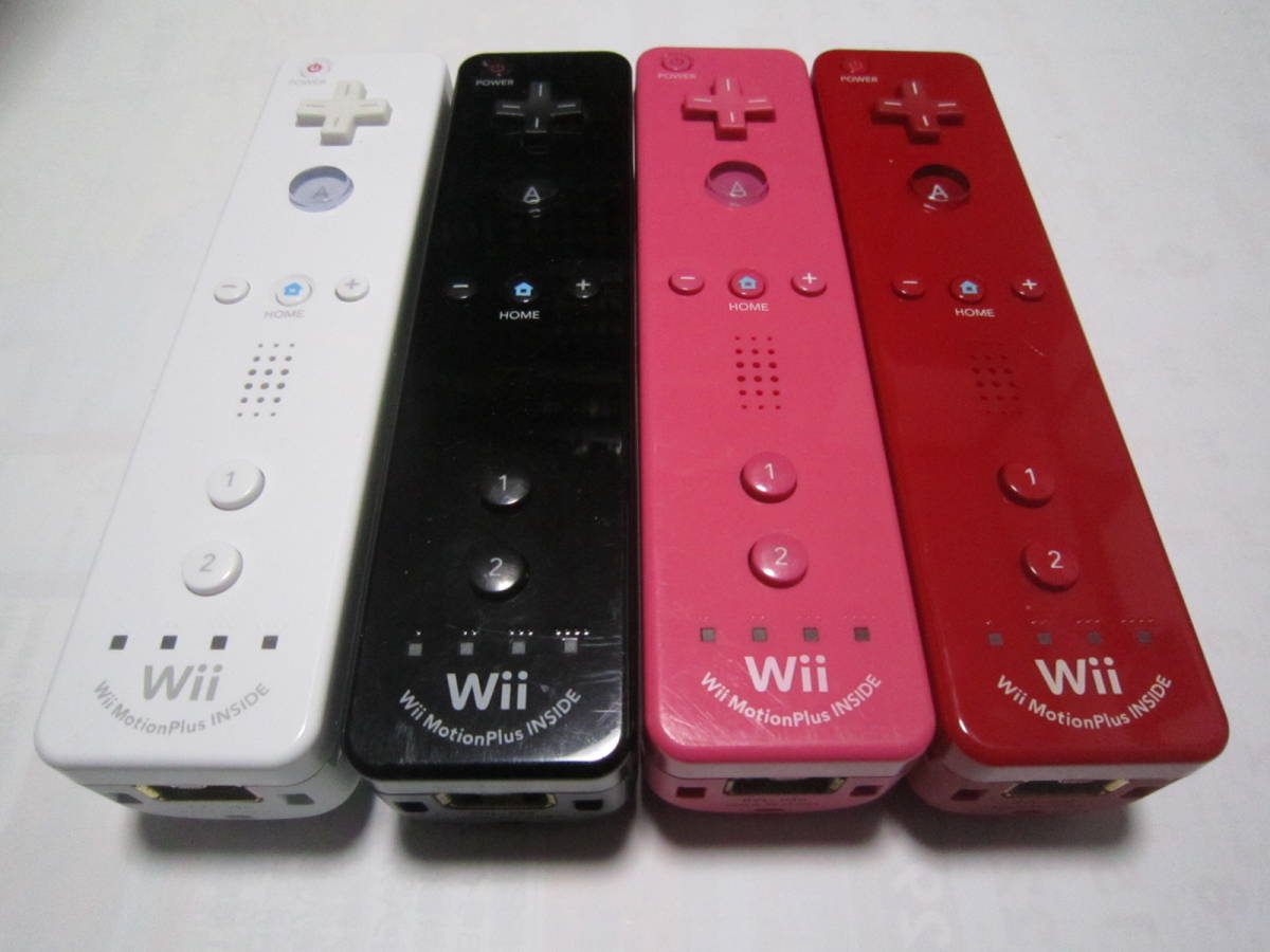 Wii リモコン モーションプラス 4個 白 黒 ピンク 赤 ＋ ヌンチャク 1個 ストラップ 4個 黒 動作確認済　同梱歓迎_画像2