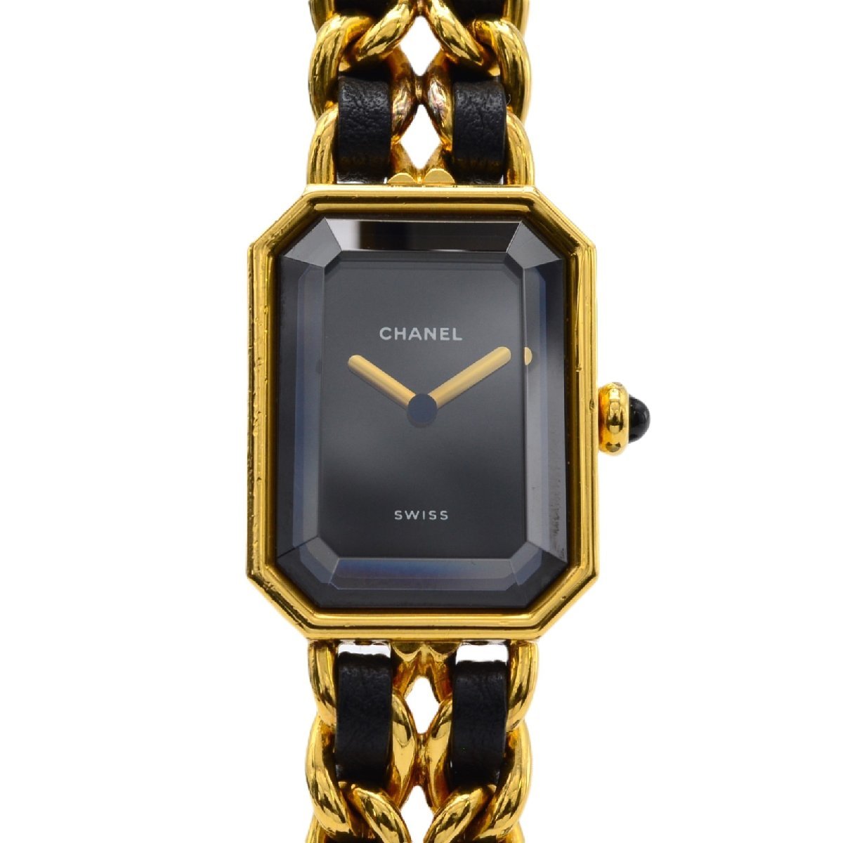 【送料無料】 40455円 CHANEL GP×革 QZ クォーツ プルミエールL シャネル プルミエール