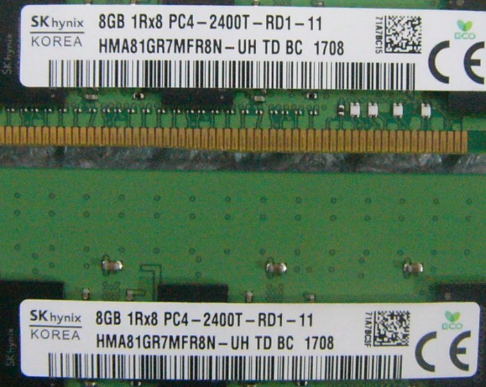 an14 288pin DDR4 19200 PC4-2400T-RD1 8GB Registered hynix 2枚 合計16GB DELL 抜取_画像2