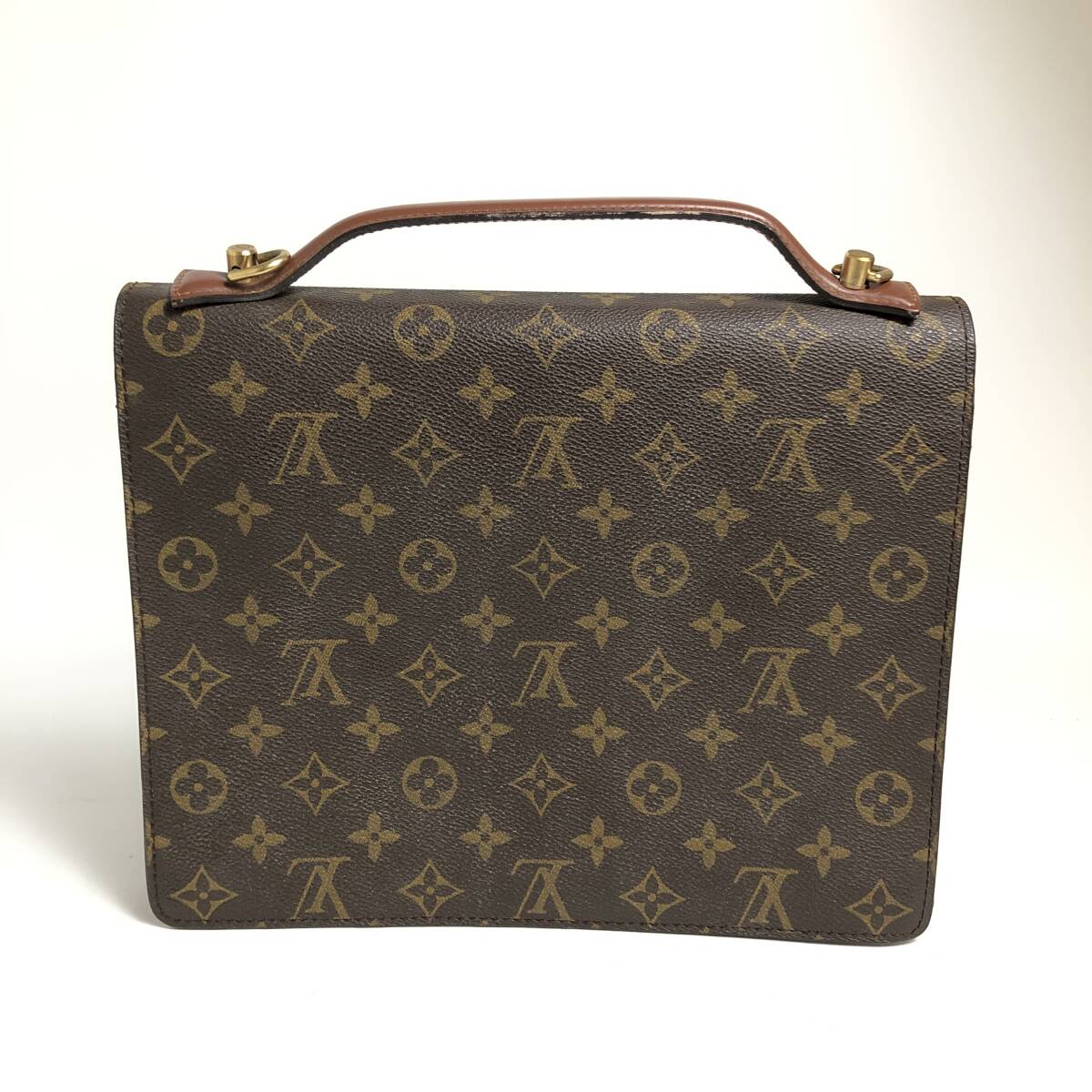 ●11D299【美品】Louis Vuitton ルイヴィトン/モノグラム/モンソー/ハンドバッグ/LVロゴ/レザー/PVC/ゴールド金具/ブラウン/茶_画像2