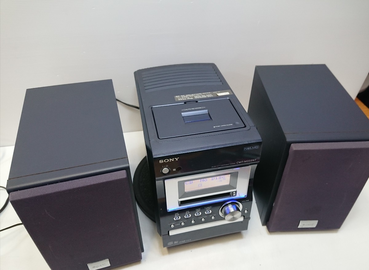 管理1022 SONY ソニー CMT-M333NT MDコンポ CD MD カセット スピーカーペア リモコン欠品 動作確認済み 現状品_画像7