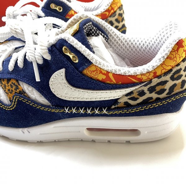 NIKE AIR MAX 1 PRM エアマックス プレミアム デニム レオパード 箱有 FJ4452-432 ウォッシュドダークブルー 28.0_画像6