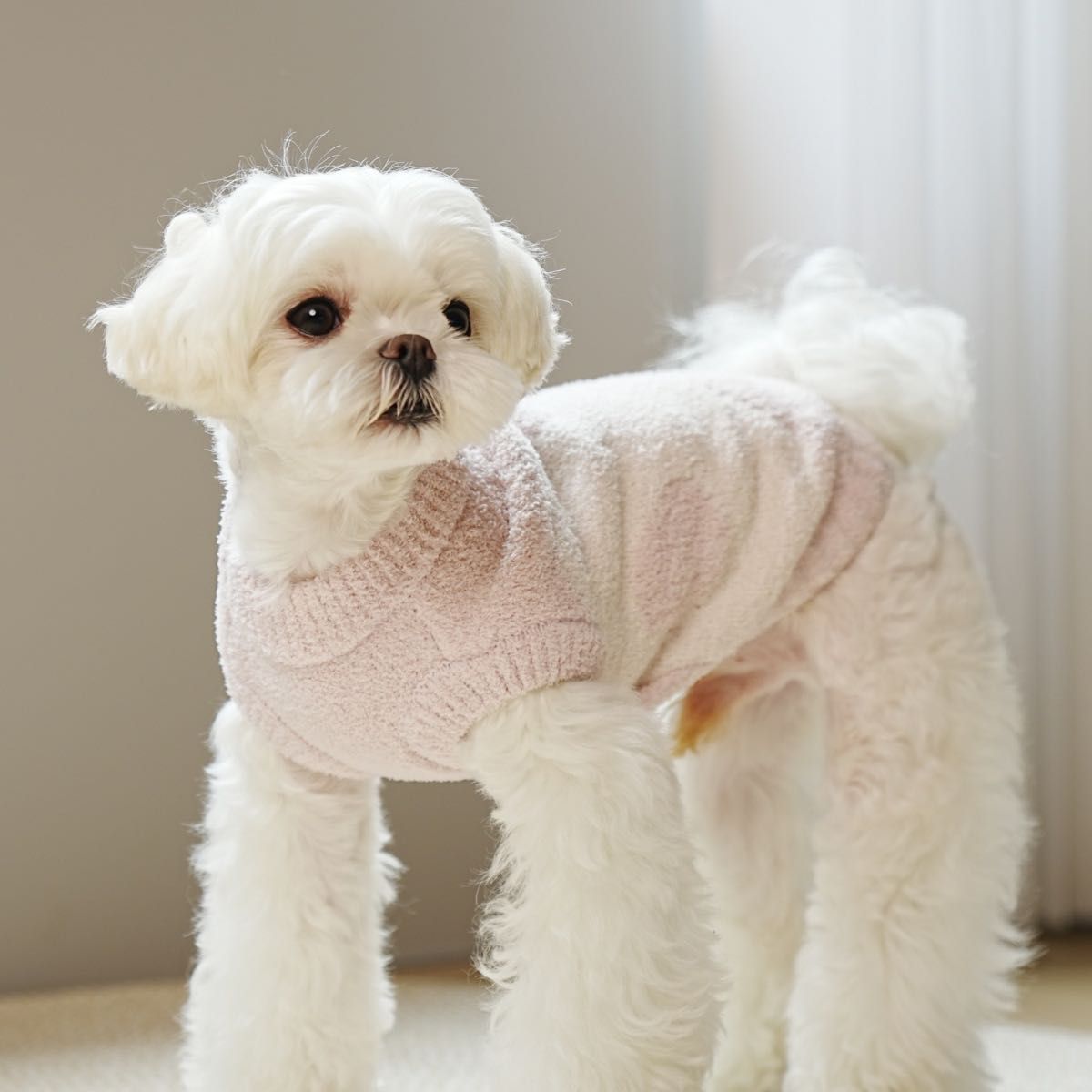 犬服 ドッグウェア 小型犬用　ジェラートウェア　トップス　袖なし　花柄　かわいい　おしゃれ　秋冬春　ピンク　M