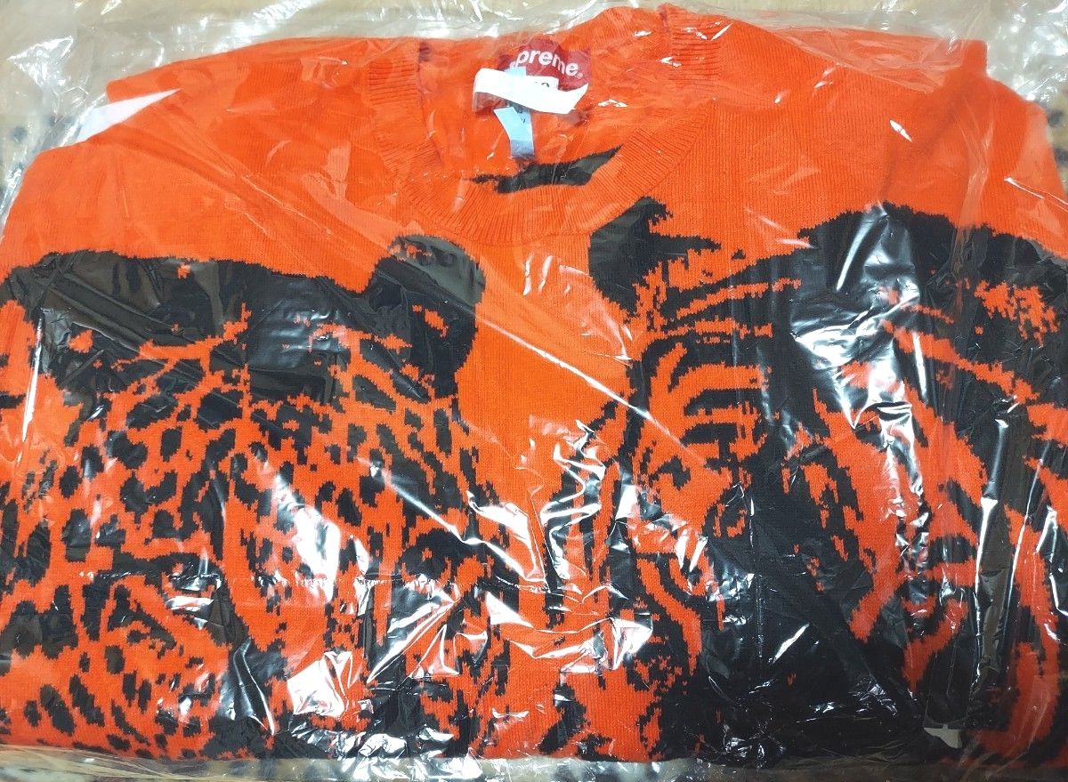 大人気 】~Supreme~ アニマル総柄 ニット セーターXL オレンジ 大人気 】~Supreme~ アニマル総柄 ニット セーターXL オレンジ