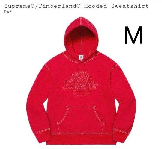 ~Supreme~ Timberland  Hooded Sweatshirt M Red パーカー プルオーバー フーディー