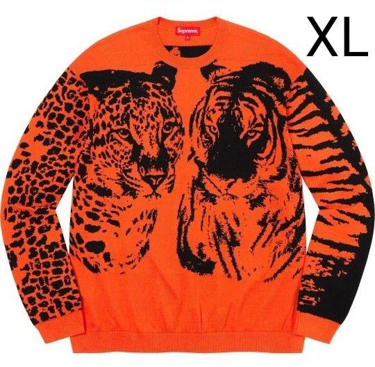 大人気 】~Supreme~ アニマル総柄 ニット セーターXL オレンジ 大人気 】~Supreme~ アニマル総柄 ニット セーターXL オレンジ