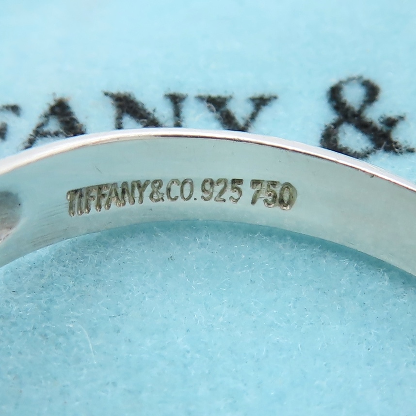 美品 Tiffany&Co. ヴィンテージ ティファニー イエロー ゴールド リボン シルバー コンビ リング 12号 指輪 750 K18 SV925 HH281_画像5