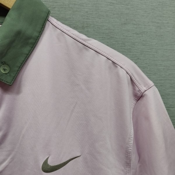 B692 NIKE GOLF ナイキ ゴルフ 半袖 ポロシャツ スポーツ トレーニング DRI-FIT メンズ ピンク グレー サイズ L オールシーズン_画像4