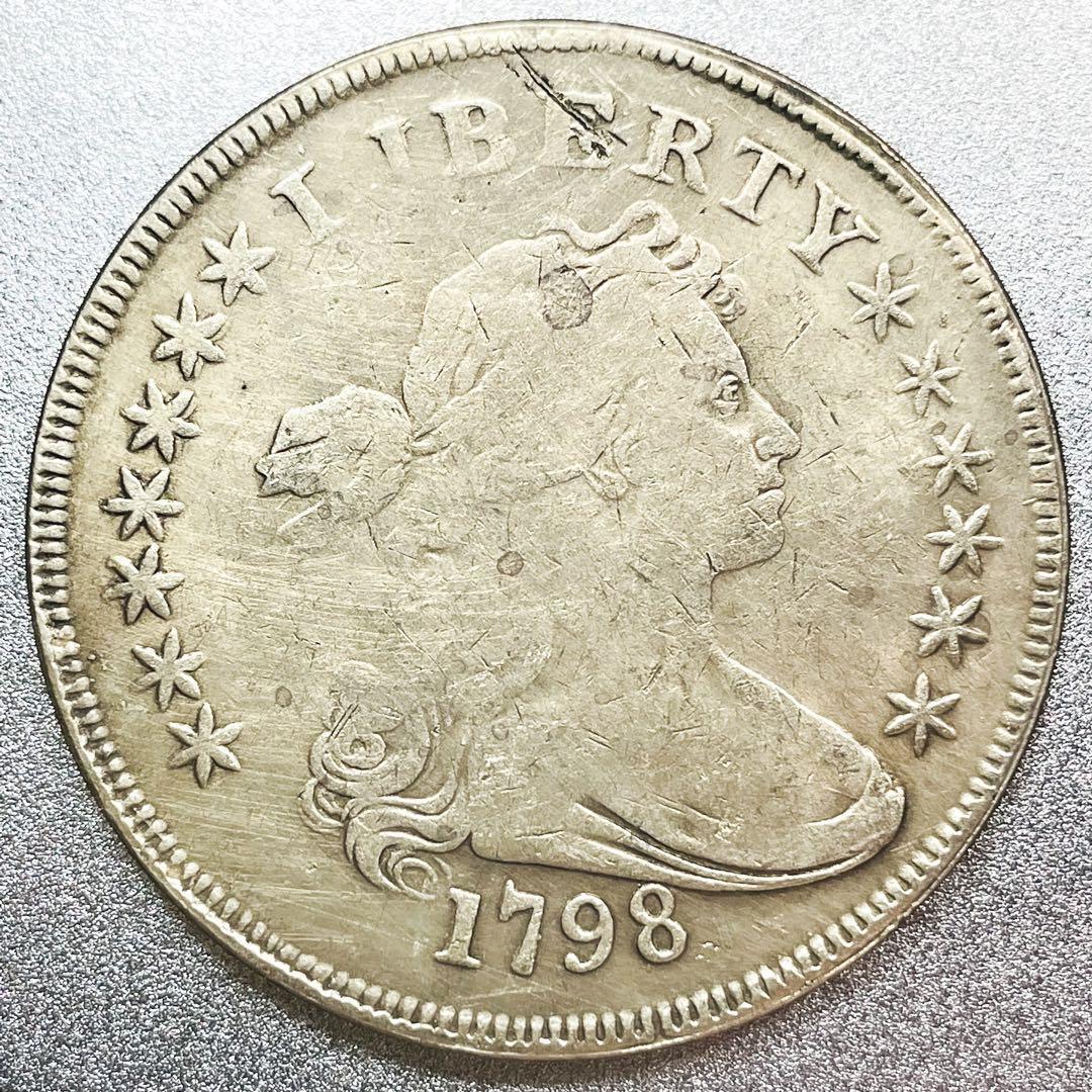 ドレープドバスト スモールイーグル 1ドル銀貨 1798年　レプリカコイン_画像1