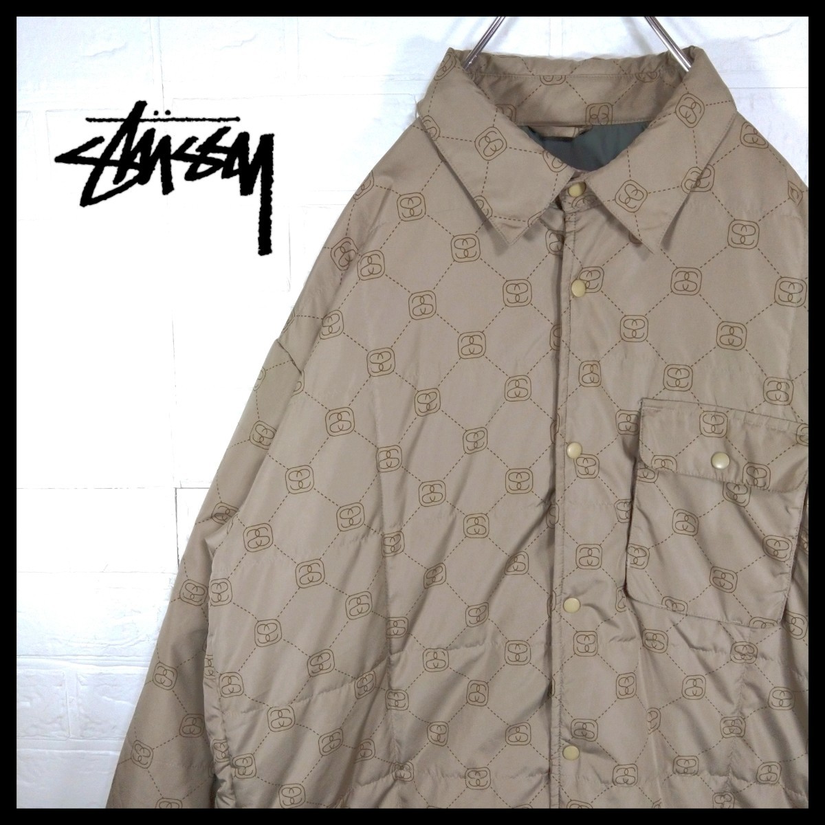 【STUSSY】90s'紺タグ　グッチサンプリング　モノグラムナイロンジャケット_画像1