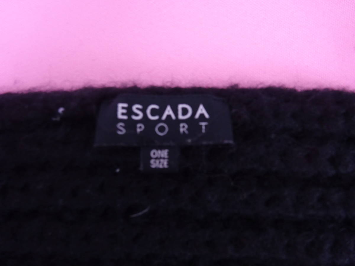 ESCADA SPORT エスカーダ　スポート　ニットストールマフラー　超ロング　ブラック_画像8