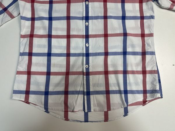 ☆US古着 TOMMY HILFIGER トミーヒルフィガー 綿シャツ コットンシャツ チェック ダウンボタン 白×赤×青【L】コットン　　　　◆4341◆_画像10