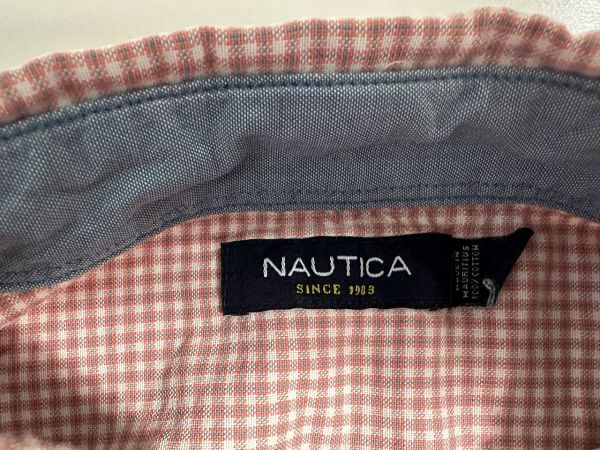 * big size US old clothes NAUTICA Nautica oxford shirt check pattern Pink Lady -s[XL] cotton *4359*