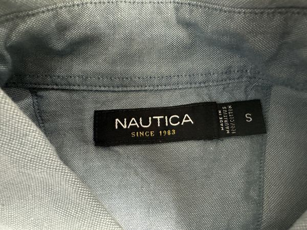 ☆US古着 NAUTICA ノーティカ オックスフォードシャツ コットン 綿 水色ブルー【S】コットン　　　　　　　◆4369◆_画像5