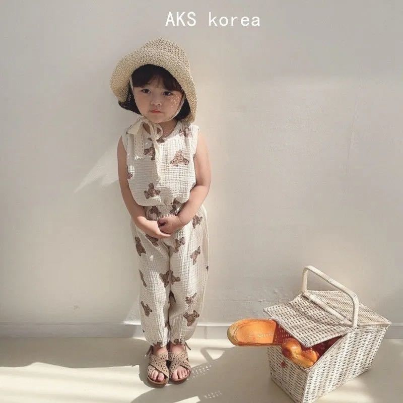  new goods man and woman use setup top and bottom set 90.. cotton trousers tops spring summer no sleeve Kids child clothes 