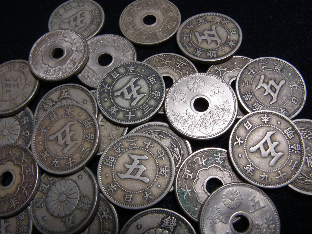 菊・稲・大型5銭白銅貨　いろいろ　たくさん　_画像8