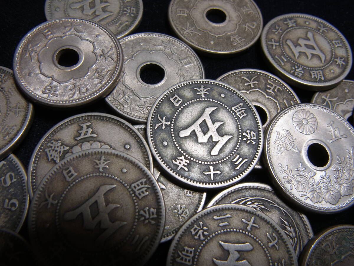 菊・稲・大型5銭白銅貨　いろいろ　たくさん　_画像4