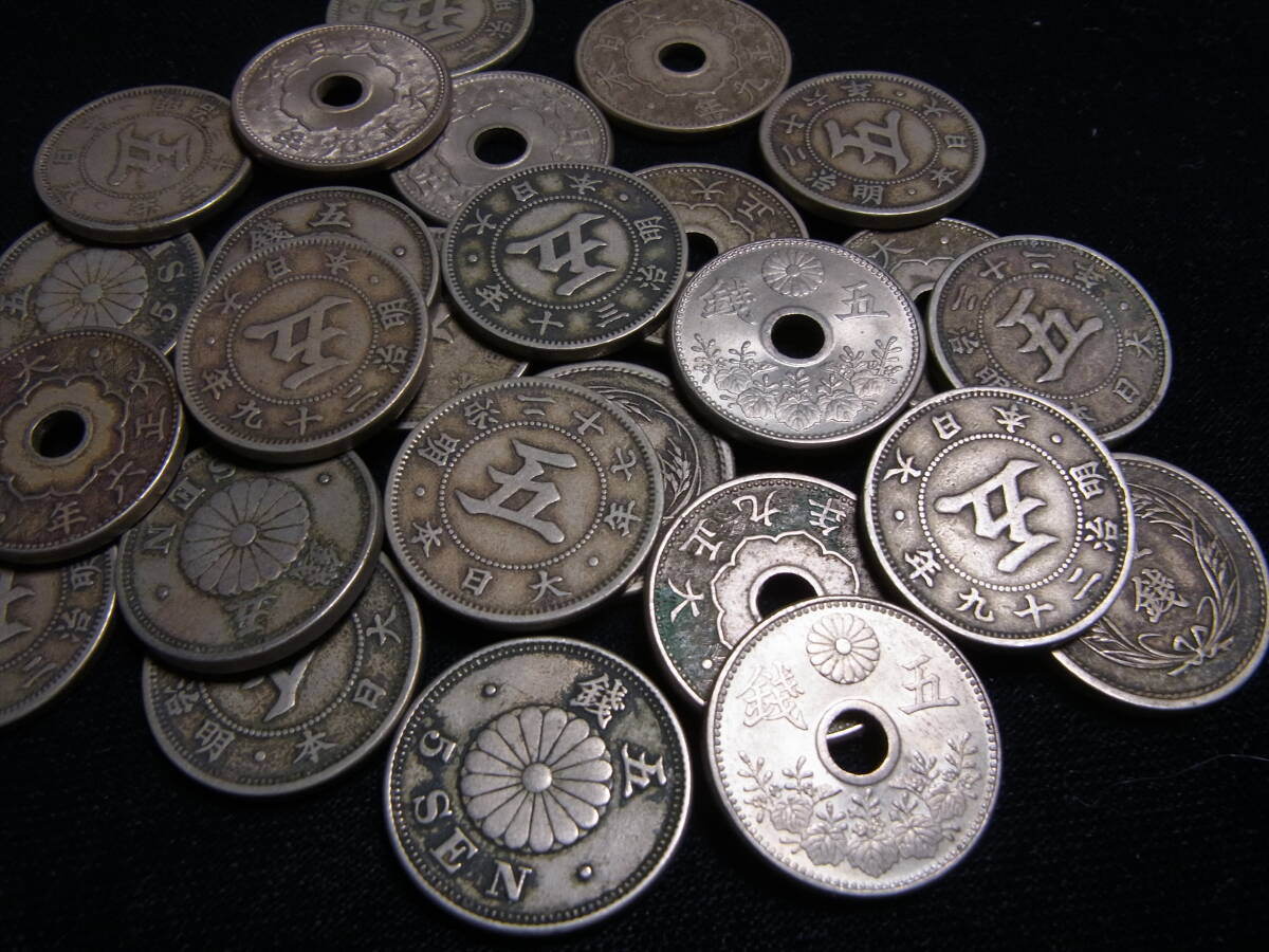 菊・稲・大型5銭白銅貨　いろいろ　たくさん　_画像9
