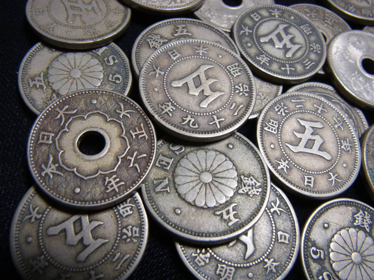 菊・稲・大型5銭白銅貨　いろいろ　たくさん　_画像5