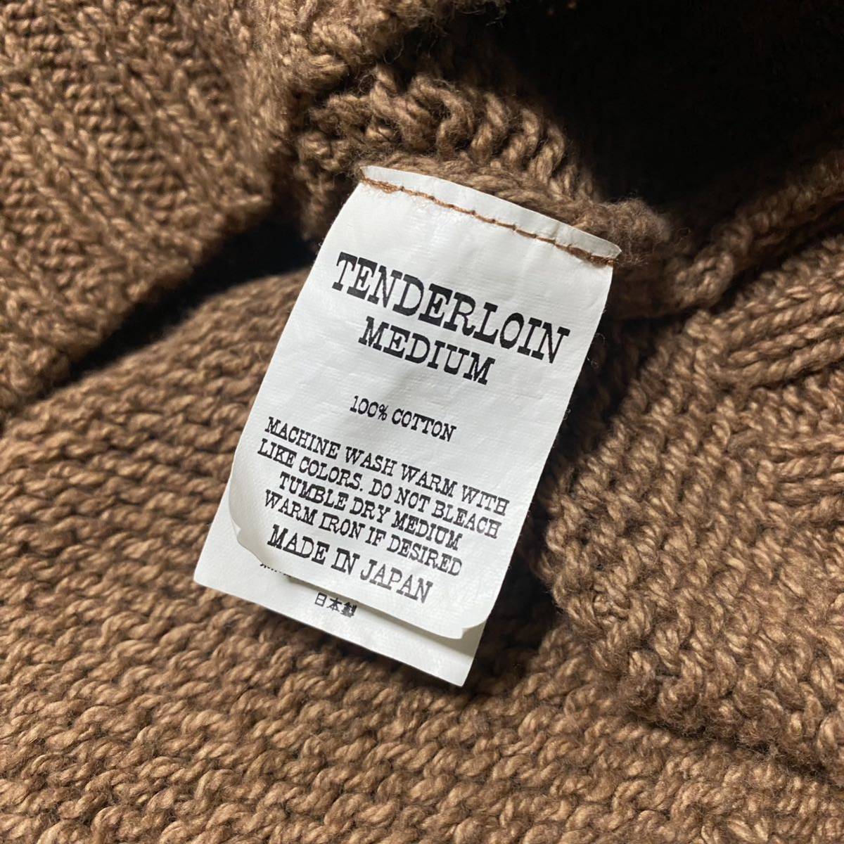 希少 TENDERLOIN V NECK COTTON KNIT BROWN M サイズ テンダーロイン Vネック コットン ニット セーター ブラウン 美品 付属品完備_画像6