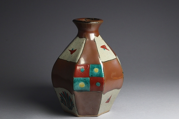 浜田友緒 柿釉赤絵花瓶 Yahoo!オークション - 民藝名品 濱田友緒 浜田友緒 柿釉赤絵花瓶