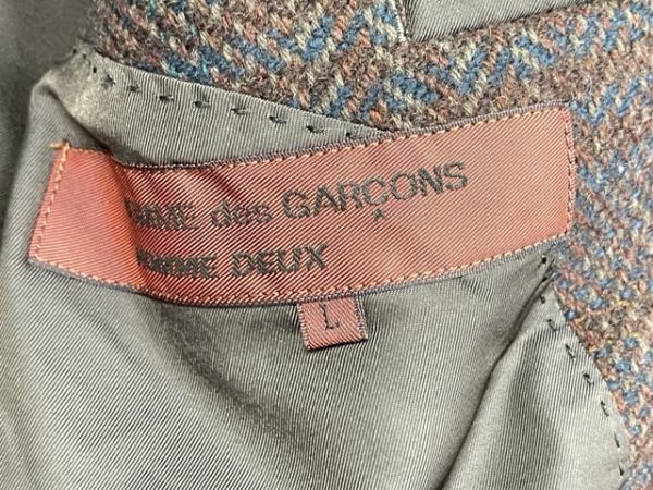 COMME des GARCONS HOMME DEUX メンズ ジャケット Lサイズ 毛100％ DJ-15058L 1990年代 ブラウンチェック コムデギャルソン/56560_画像6