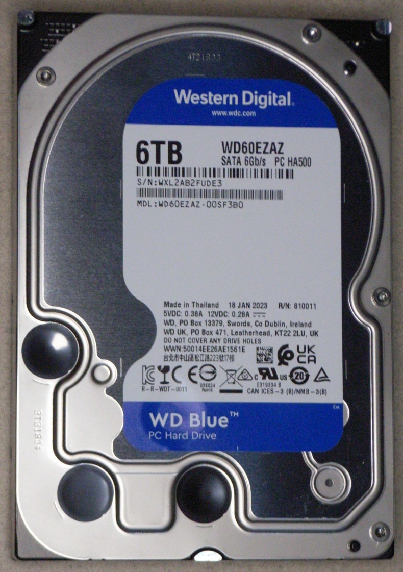 【6TB・使用時間2654H・中古・動作品】 WDC 3.5インチ HDD WD60EZAZ - RT 【現状品】_画像2