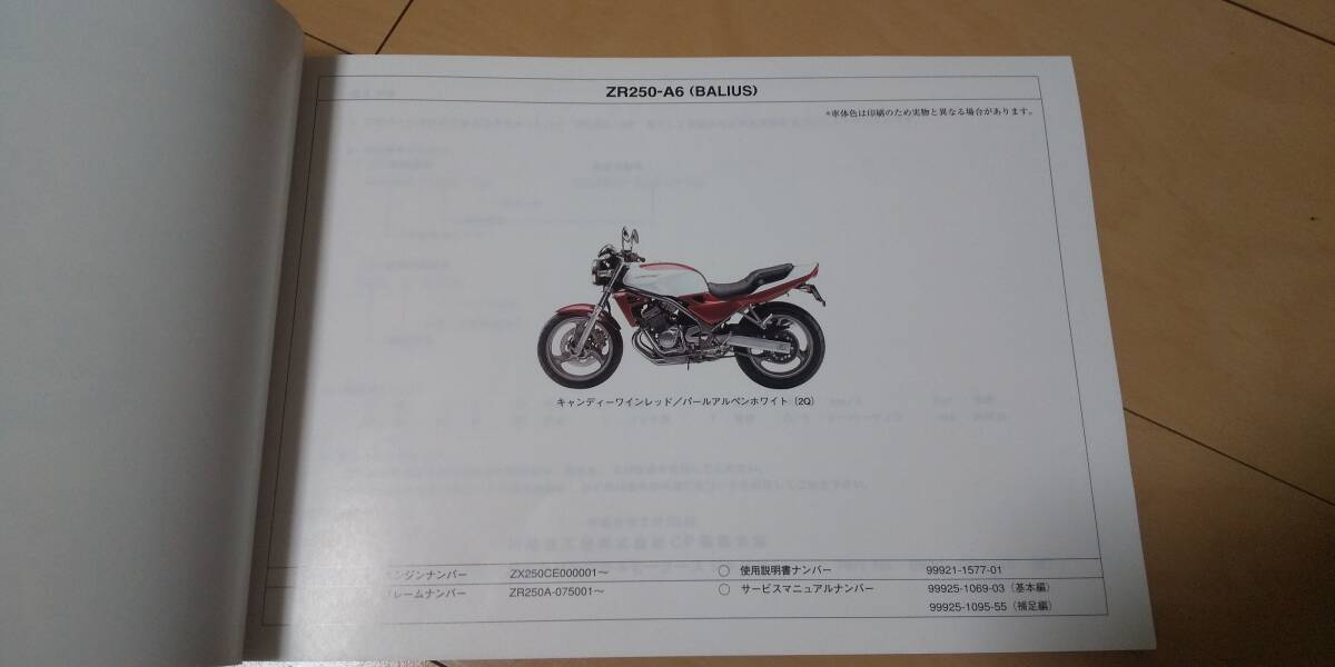 1996年2月発行 カワサキ バリオス ZR250A-A6 パーツカタログ _画像2