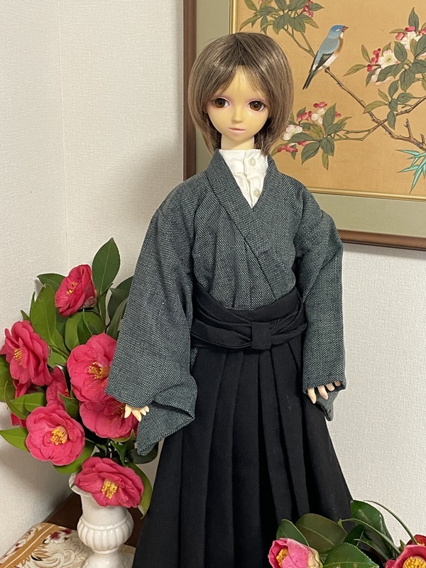◆SD/SD13boy　 書生さん風　ウールの着物と袴のセット◆_画像2