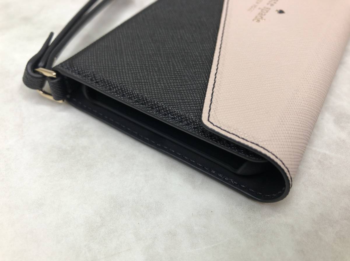kate spade Kate Spade iPhone notebook type case X/XS? leather black x beige 24020601