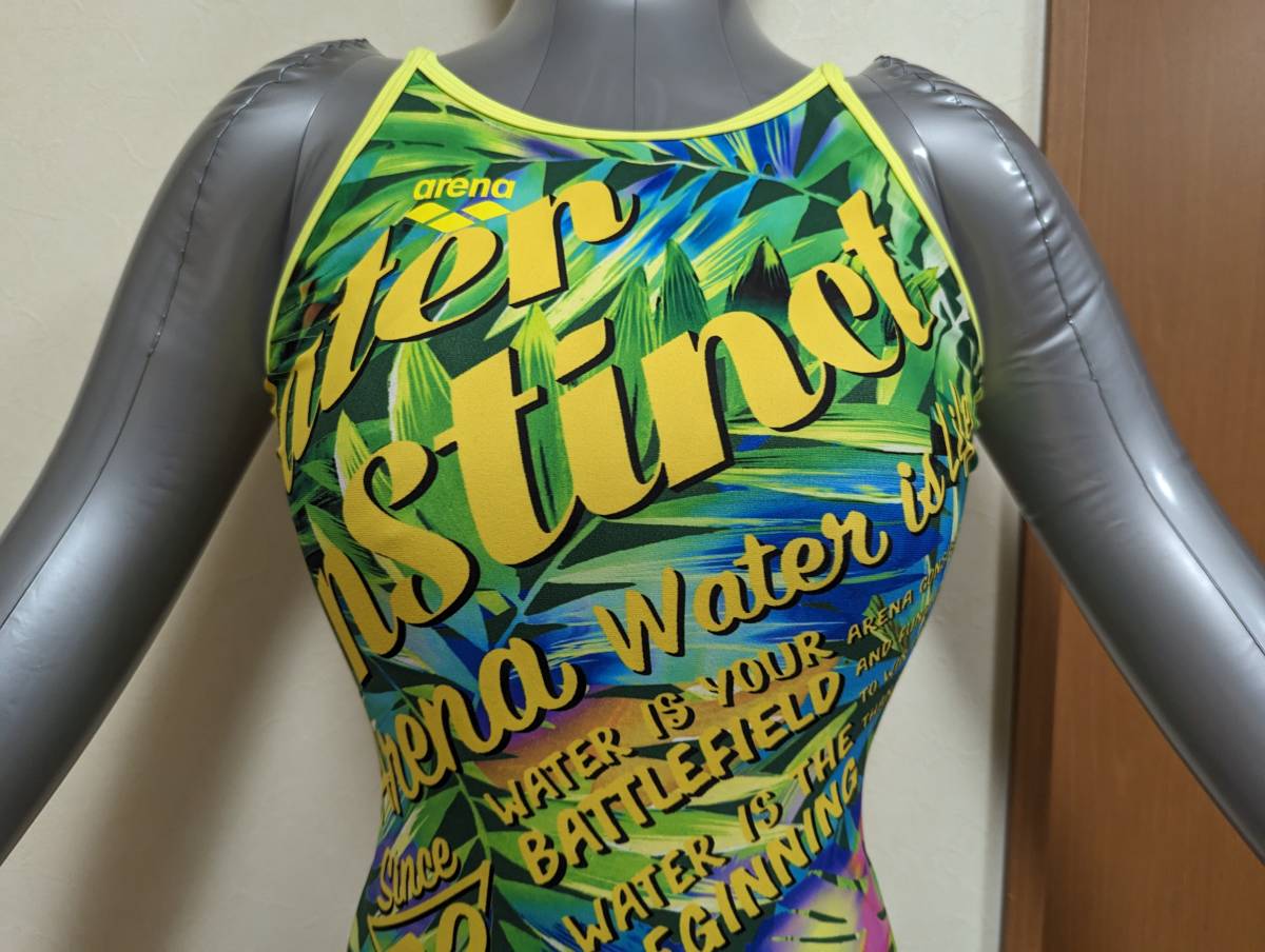 アリーナ タフスーツ スーパーフライバック 女子競泳水着 SAR-8125W 緑/黄色ライン サイズM_画像3