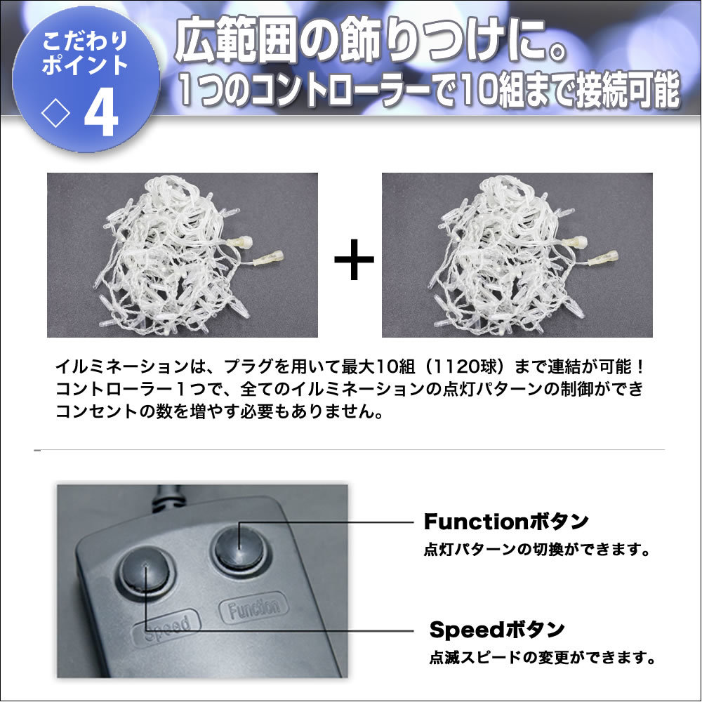 クリスマス 防水 イルミネーション つららライト ハイスペックタイプ 電飾 LED 672球 シャンパンゴールド ２８種点滅 Ｂコントローラセット_画像6