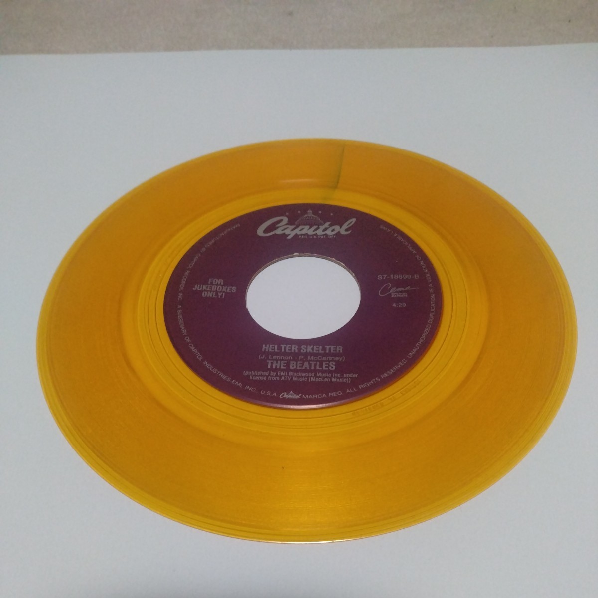 7"SINGLE Orange Vinyl THE BEATLES/GOT TO GET YOU INYO MY LIFE cw HELTER SKELTER USA CAPITOL Cema Special Markets S7-18899_画像4