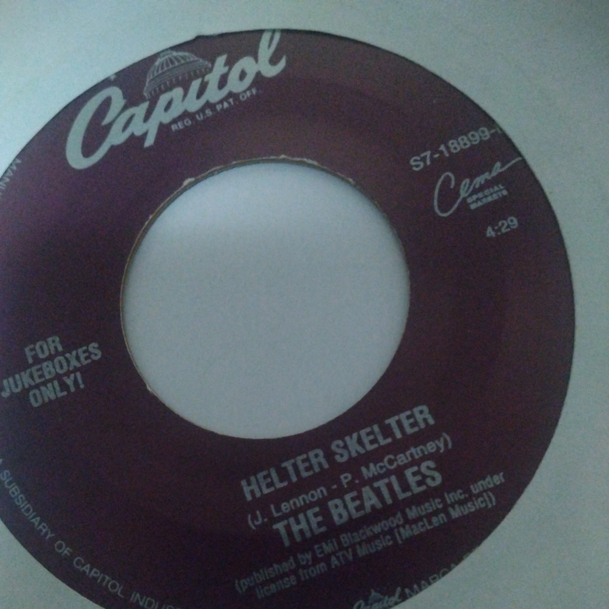 7"SINGLE Orange Vinyl THE BEATLES/GOT TO GET YOU INYO MY LIFE cw HELTER SKELTER USA CAPITOL Cema Special Markets S7-18899_画像7