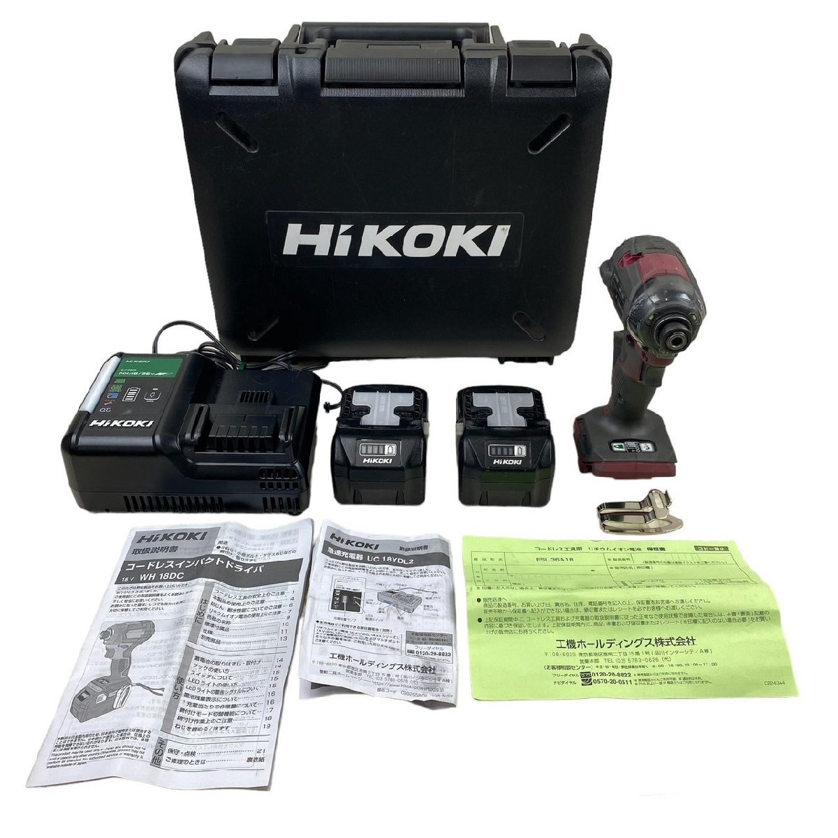 USED HiKOKI ハイコーキ コードレスインパクトドライバ WH36DC 急速充電器 UC 18YDL2 蓄電池 BSL 36A18B 工具 取説 ケース付 動作確認済_HiKOKI コードレスインパクトドライバ