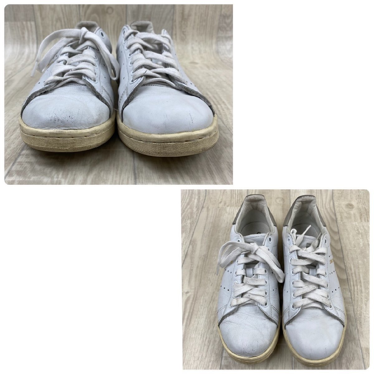 USED adidas originals STAN SMITH アディダス スタンスミス グレー ホワイト 灰色 白 24.5cm スニーカー ローカット 靴 レディース_画像4